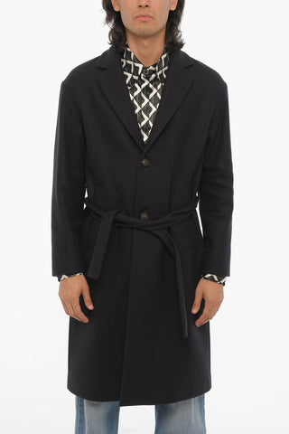 Virgin Wool Nylon Coat with Belt