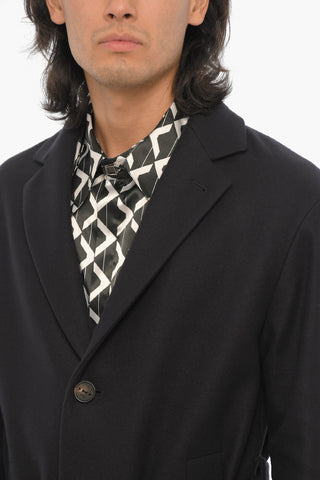 Virgin Wool Nylon Coat with Belt