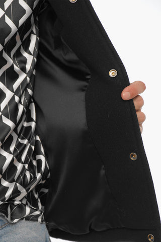 Wool and Nylon Varsity Bomber Jacket with contrast Edges