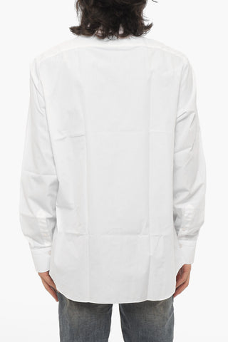 Camicia in Popeline di Cotone a Tinta Unita con Collo Francese