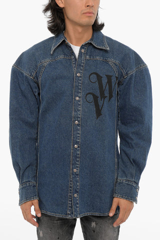 Overshirt in Denim con Logo Stampato