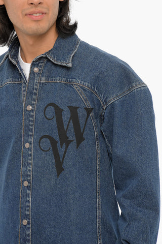 Overshirt in Denim con Logo Stampato