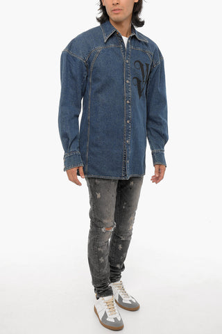 Overshirt in Denim con Logo Stampato