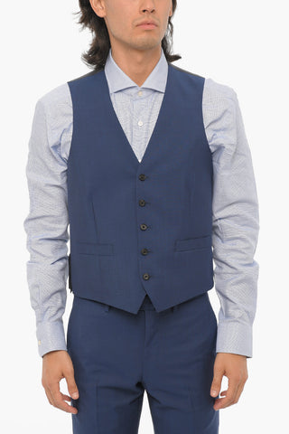 Wool Side Vents Notch Lapel 3 Piece Waistcoat Suit