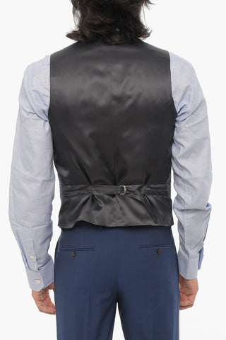 Wool Side Vents Notch Lapel 3 Piece Waistcoat Suit