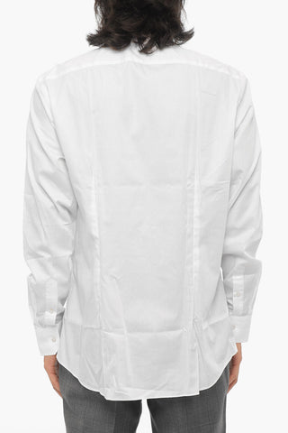 Spread Collar Solid Color Shirt
