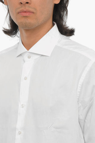 Spread Collar Solid Color Shirt