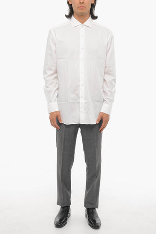 Spread Collar Solid Color Shirt