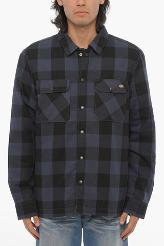 Two-Tone Checked Overshirt with Fleece Inner