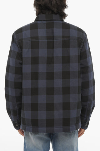 Two-Tone Checked Overshirt with Fleece Inner