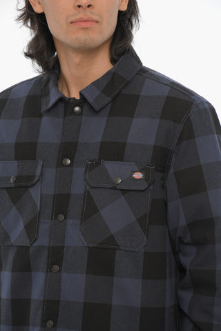 Two-Tone Checked Overshirt with Fleece Inner