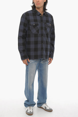 Two-Tone Checked Overshirt with Fleece Inner