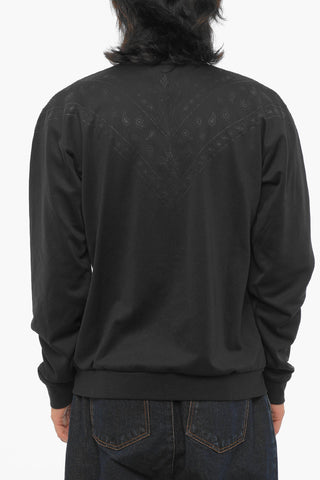 Solid-Color Sweatshirt with Bandana Motif and Zip Closure