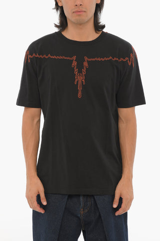 Tshirt Girocollo in Cotone con Stampa a Contrasto