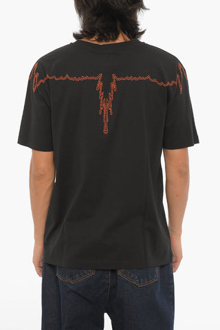 Tshirt Girocollo in Cotone con Stampa a Contrasto