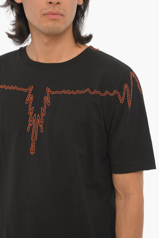 Tshirt Girocollo in Cotone con Stampa a Contrasto