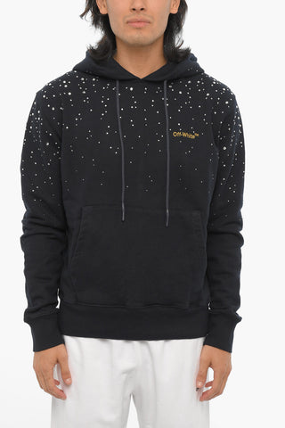 Felpa Hoodie in Cotone Grazato con Gioielli