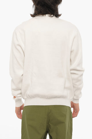 Lightweight Cotton Crew-neck Sweater with Contrasting Detail