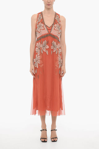 Maxi Abito LAIA In mesh Con Ricami Floreali