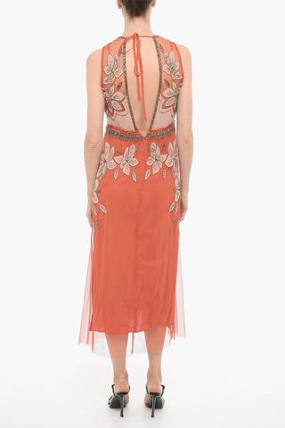 Maxi Abito LAIA In mesh Con Ricami Floreali