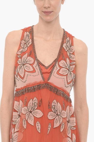 Maxi Abito LAIA In mesh Con Ricami Floreali