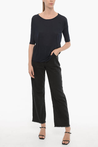 Oversized Rundhals-T-Shirt einfarbig