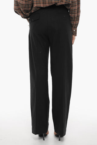 Virgin Wool Blend Casual Pants