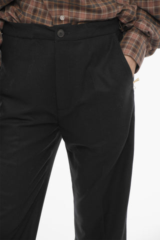 Virgin Wool Blend Casual Pants