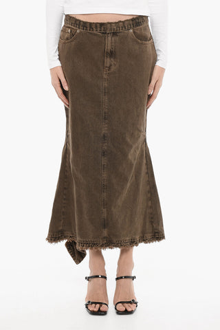 Frayed Hem Denim Skirt