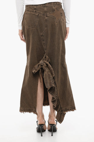 Frayed Hem Denim Skirt