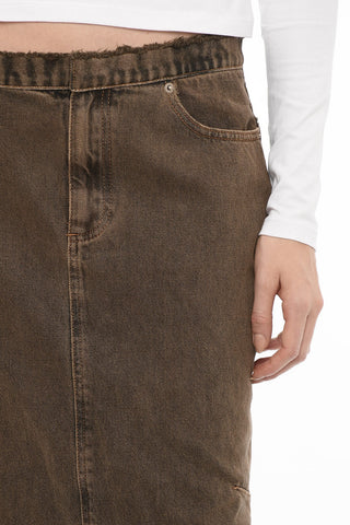 Frayed Hem Denim Skirt
