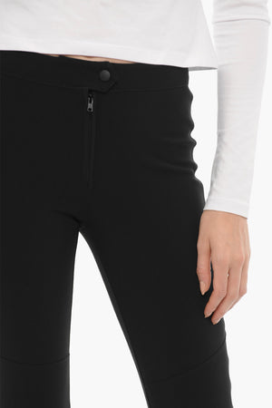 Stretch Fabric Flared Trousers With Ankle Zip