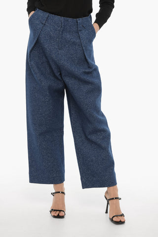 BLUE MARK Single-Pleat Oversize-Fit Low-Rise Trousers
