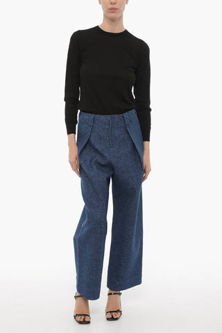 BLUE MARK Single-Pleat Oversize-Fit Low-Rise Trousers