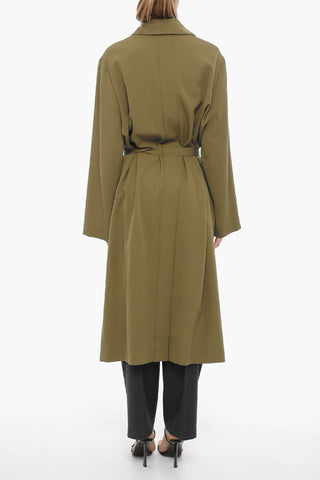 Solid Color Virgin Wool Coat with Belt