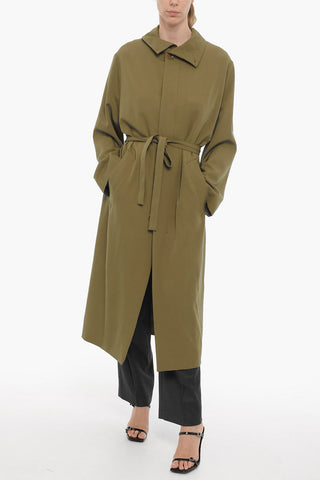 Solid Color Virgin Wool Coat with Belt