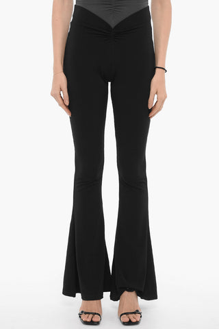 Stretch Fabric Bootcut Pants with Elastic Waistband