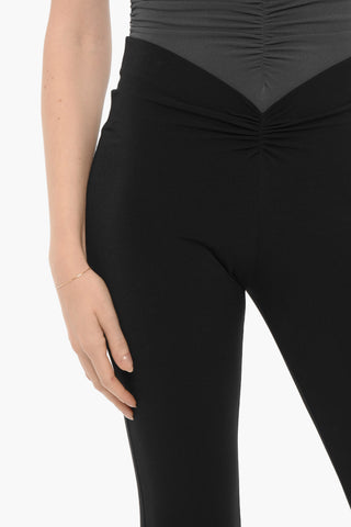 Stretch Fabric Bootcut Pants with Elastic Waistband