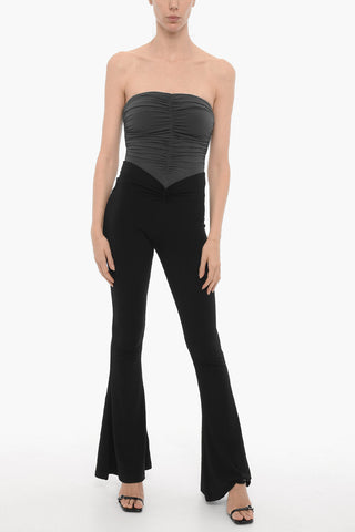 Stretch Fabric Bootcut Pants with Elastic Waistband