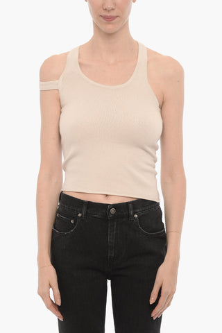 Cashmere Blend Tank Top with Cross Straps