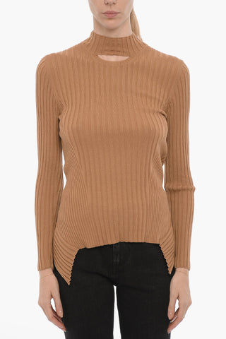 Ribbed Lightweight Sweater with Cut Out Detail