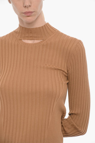 Ribbed Lightweight Sweater with Cut Out Detail