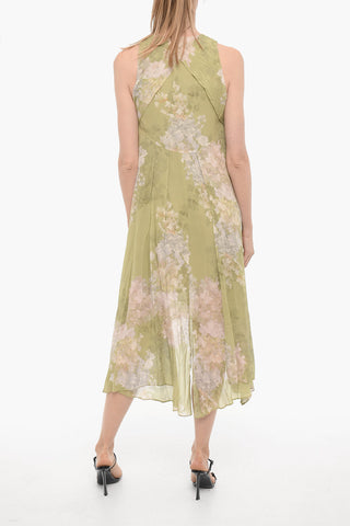 Floral-Motif Asymmetrical Cut CAPRI VENETIA Maxi Dress