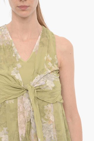Floral-Motif Asymmetrical Cut CAPRI VENETIA Maxi Dress