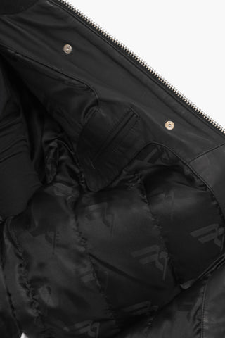 Leather Bomber Jacket with Hidden Closure