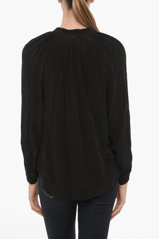 Satin Blouse HEZZY with Mandarin Collar