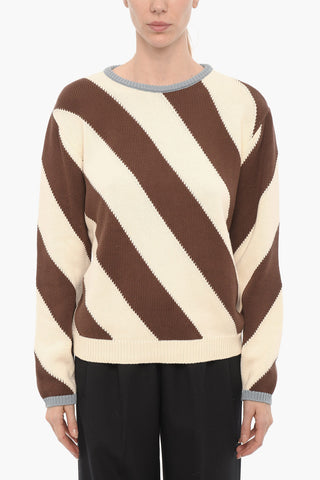 Lightweight Cotton Two-Tone VENEZIANA Crew-neck Sweater