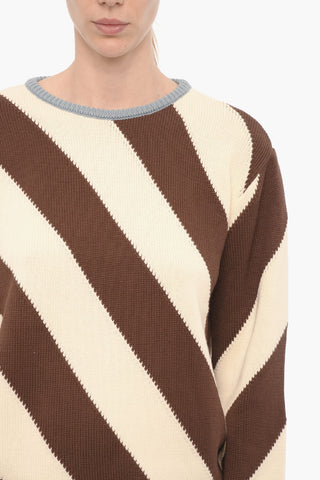 Lightweight Cotton Two-Tone VENEZIANA Crew-neck Sweater