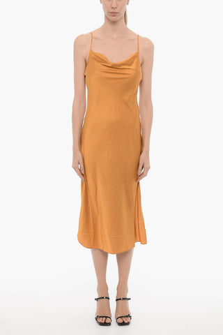 Satin HADLEY Midi Dress with Side Slits