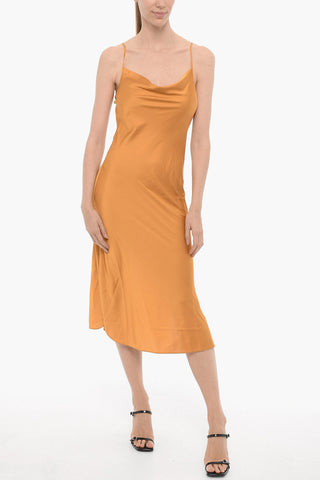 Satin HADLEY Midi Dress with Side Slits
